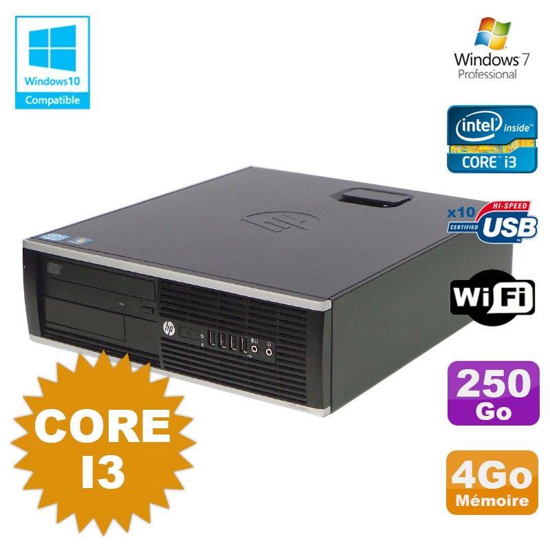 HP Compaq 6200 Pro SFF Desktop - Core i3, 4GB RAM, 250GB HDD, DVD, WiFi, Windows 7 Pro