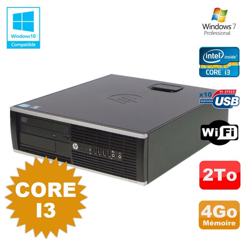 HP Compaq 6200 Pro SFF Desktop - Core i3, 4GB RAM, 2TB HDD, DVD Drive, WiFi, Windows 7 Pro