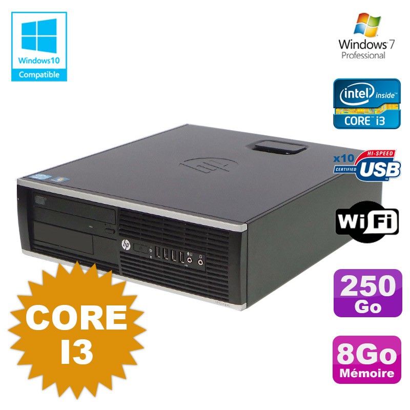 HP Compaq 6200 Pro SFF Desktop - Core i3, 8GB RAM, 250GB HDD, DVD Drive, WiFi, Windows 7 Pro