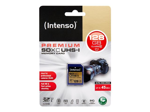 Tarjeta de memoria flash Intenso Premium - 128 GB - Clase UHS 1/Clase 10 - SDXC UHS-I