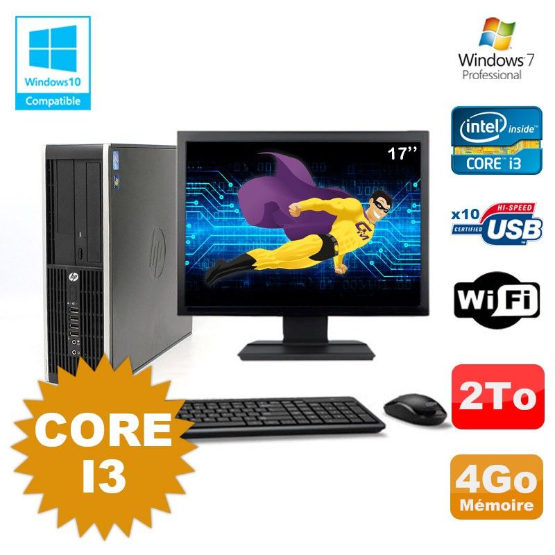HP Compaq 6200 Pro SFF Desktop PC - Core i3, 4GB RAM, 2TB HDD, DVD Drive, WiFi, Windows 7
