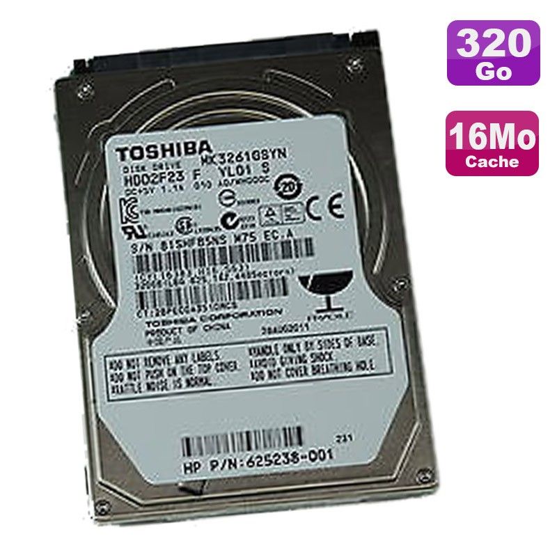 Disco duro portátil Toshiba de 2,5" y 320 GB SATA, 7200 RPM, 16 MB de caché (MK3261GSYN)
