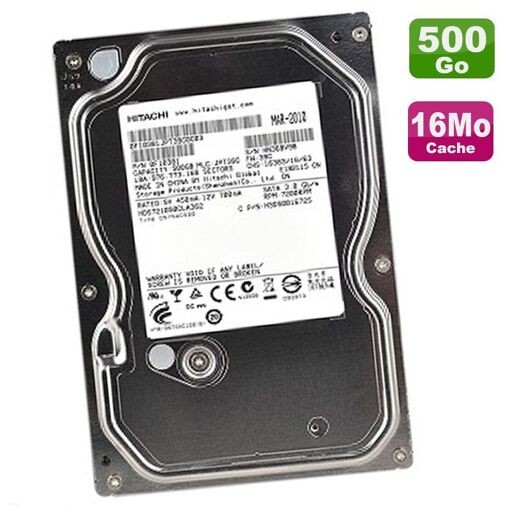 Disco duro Hitachi 500 GB 3,5 pulgadas SATA Deskstar HDS721050CLA662, 16 MB de caché, 7200 RPM