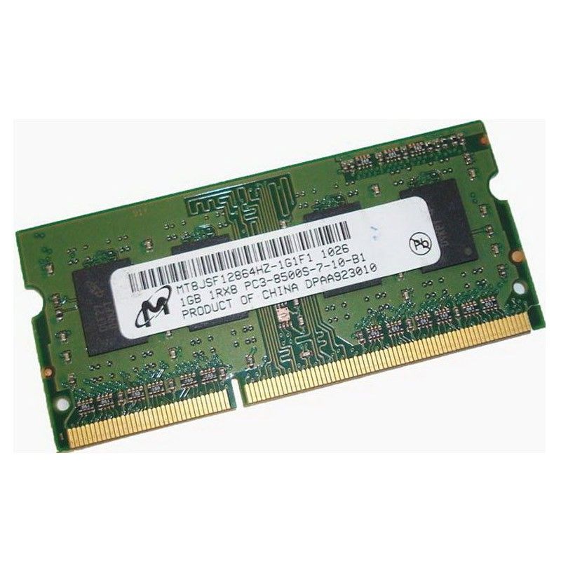 Micron 1GB SODIMM DDR3 RAM (MT8JSF12864HZ-1G1F1, PC3-8500U, 1066MHz CL7)