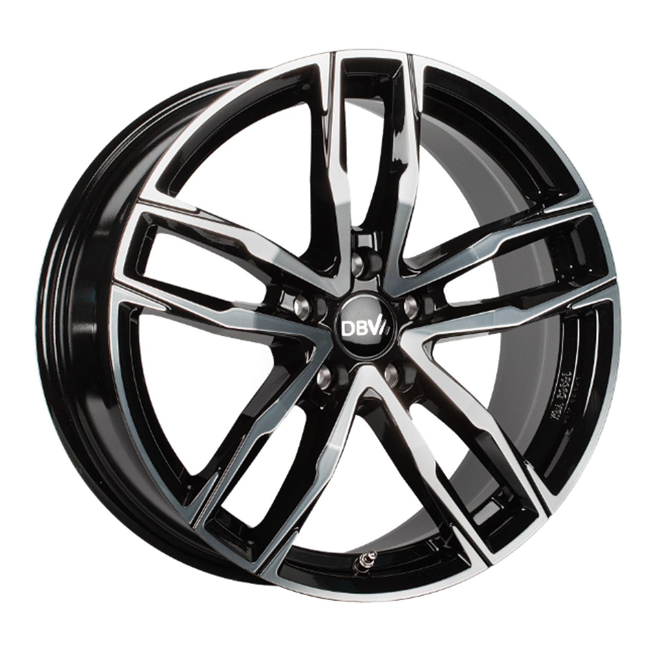 DBV Vienna II Alloy Wheel, 8.5J x 20, 5x108 ET45, Black Gloss Front-Polished