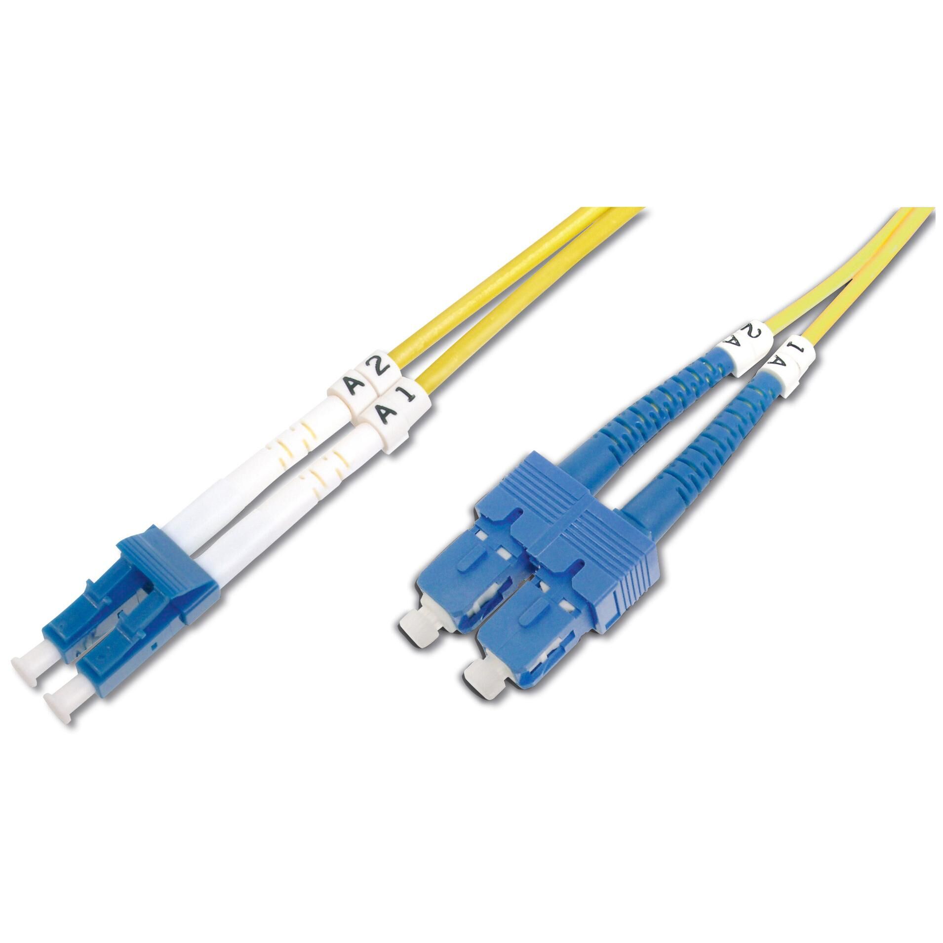 Digitus 1m SC to LC Monomode Fiber Optic Cable - Yellow