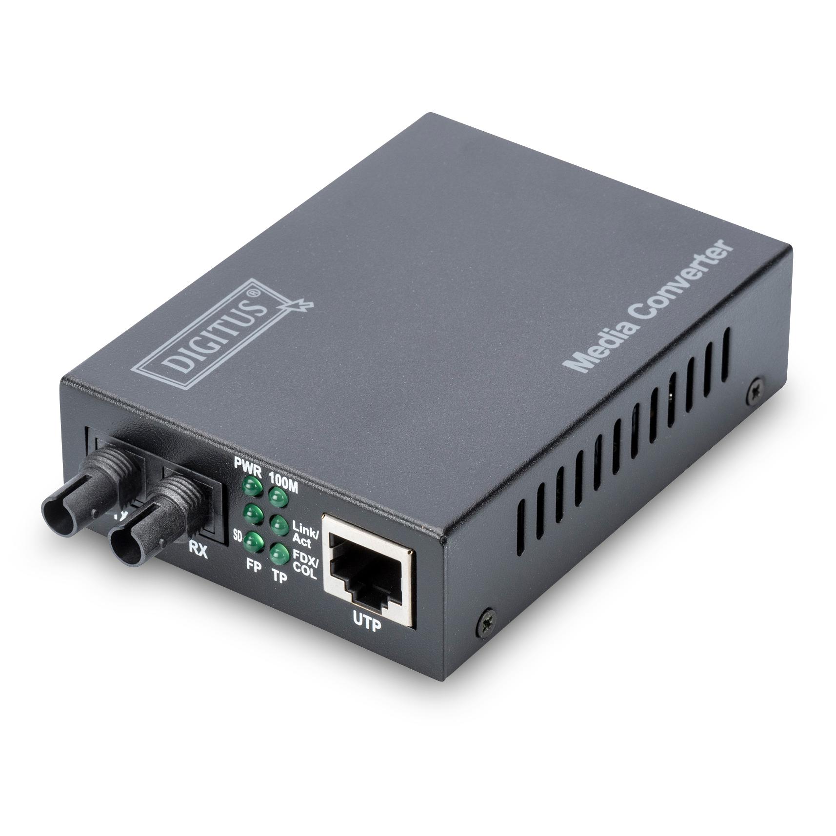 Conversor de medios Digitus: Ethernet rápido a ST, RJ45