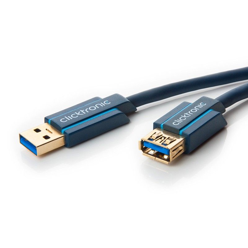 Cable de extensión USB 3.0 Clicktronic (3 m, Azul)