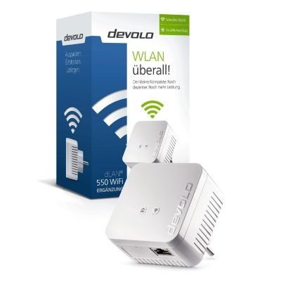 Devolo dLAN 550 WiFi - HomePlug AV Adapter (HPAV), IEEE 1901 2.4GHz - Wall Mount