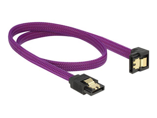 Cable SATA Delock Premium - 50 cm, Bloqueado, Conector de 90°, Violeta