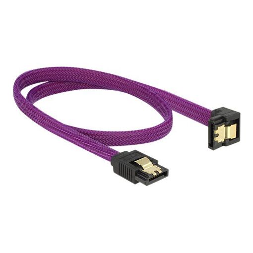 Cable SATA Delock Premium - 50 cm, Bloqueado, Conector de 90°, Violeta