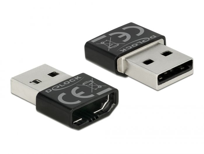 Adaptador Delock HDMI-A hembra a USB tipo A macho negro