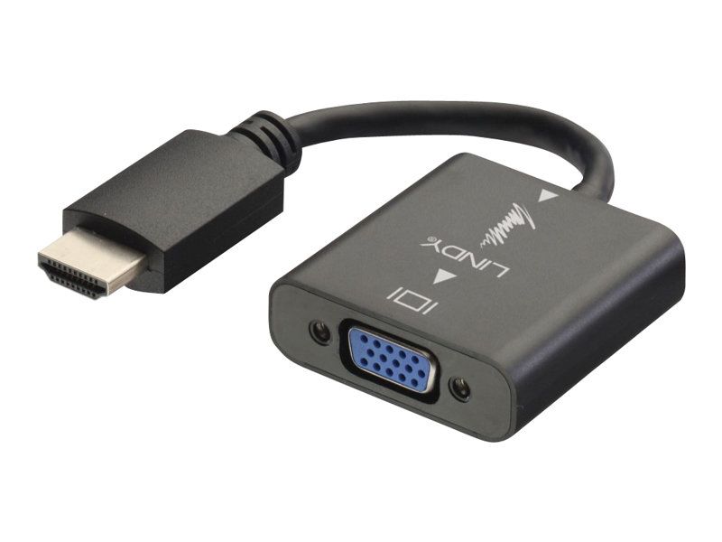 Adaptador de vídeo Lindy - HDMI macho a HD-15 (VGA) hembra - 10 cm - Negro