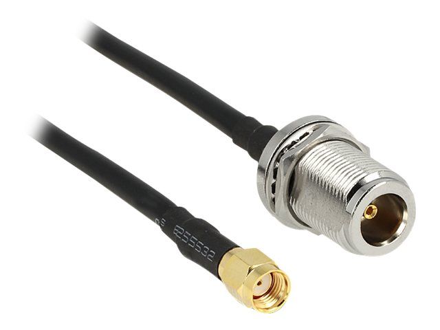 Cable de antena Delock - Conector RP-SMA hembra a conector N - 1,5 m - Negro