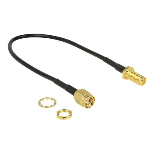 Delock Antenna Cable - RP-SMA (F) to RP-SMA (M) - 20 cm - RG-174 - Black
