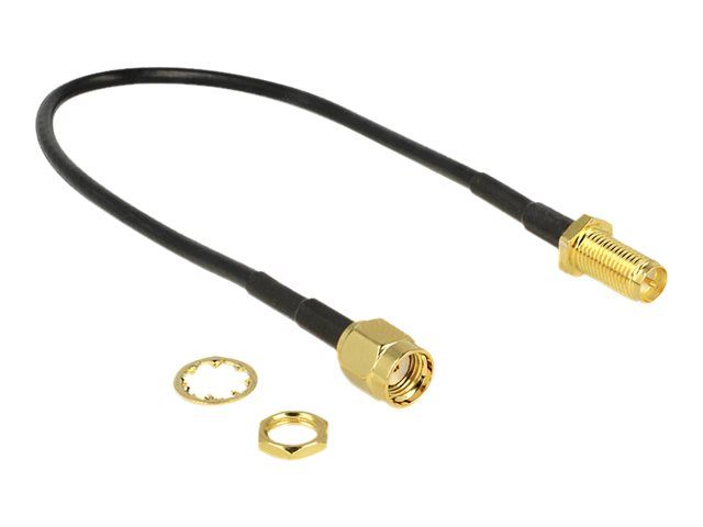 Câble d'antenne Delock - RP-SMA (F) vers RP-SMA (M) - 20 cm - RG-174 - Noir