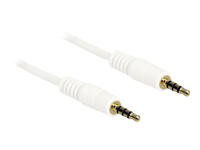 Delock Audio Cable - 2m, Mini Jack 4-Pole Male to Mini Jack 4-Pole Male, White