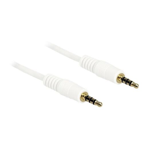 Cable de audio Delock - 2 m, mini jack de 4 polos macho a mini jack de 4 polos macho, blanco