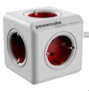 Allocacoc PowerCube Extended, Red, 1.5m Cable (Type F)