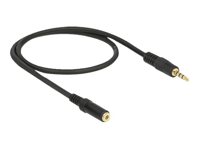 Delock Audio Cable Extension - 3.5mm Stereo Female to Male - 50cm - Black