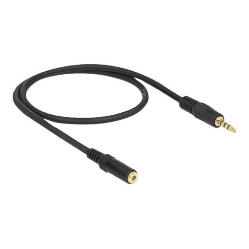 Extensión de cable de audio Delock - 3.5mm estéreo hembra a macho - 50cm - Negro