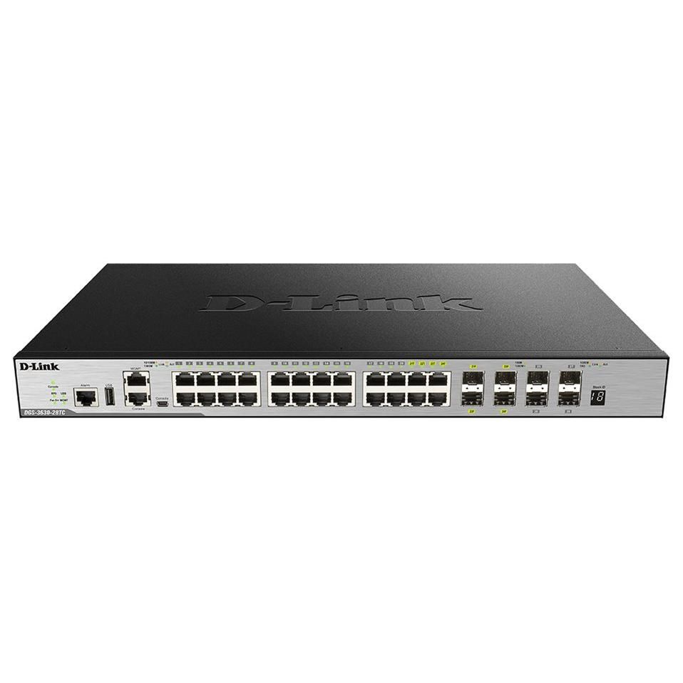 D-Link DGS 3630-28TC Managed Switch - 20x 10/100/1000 + 4x Combined Gigabit SFP + 4x 10G SFP+ - Rack-mount
