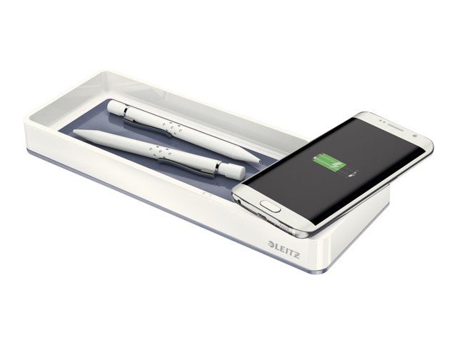 Leitz WOW Desk Organizer Wireless Charging Pad - 1A, Micro-USB Cable - White