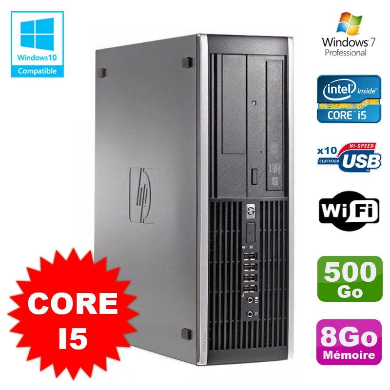 HP Compaq Elite 8100 SFF Desktop - Intel Core i5-650, 3.2GHz, 8GB RAM, 500GB HDD, DVD Burner, WiFi, Windows 7 Pro