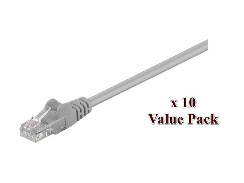 Paquete de cables de red MicroConnect - 5 m, UTP Cat 5e, RJ-45 macho a RJ-45 macho, gris (paquete de 10)