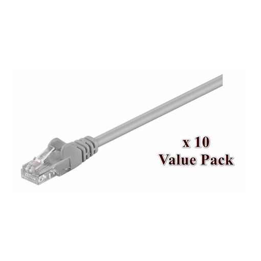 Pack MicroConnect câbles réseau - 5 m, UTP Cat 5e, RJ-45 mâle à RJ-45 mâle, gris (paquet de 10)