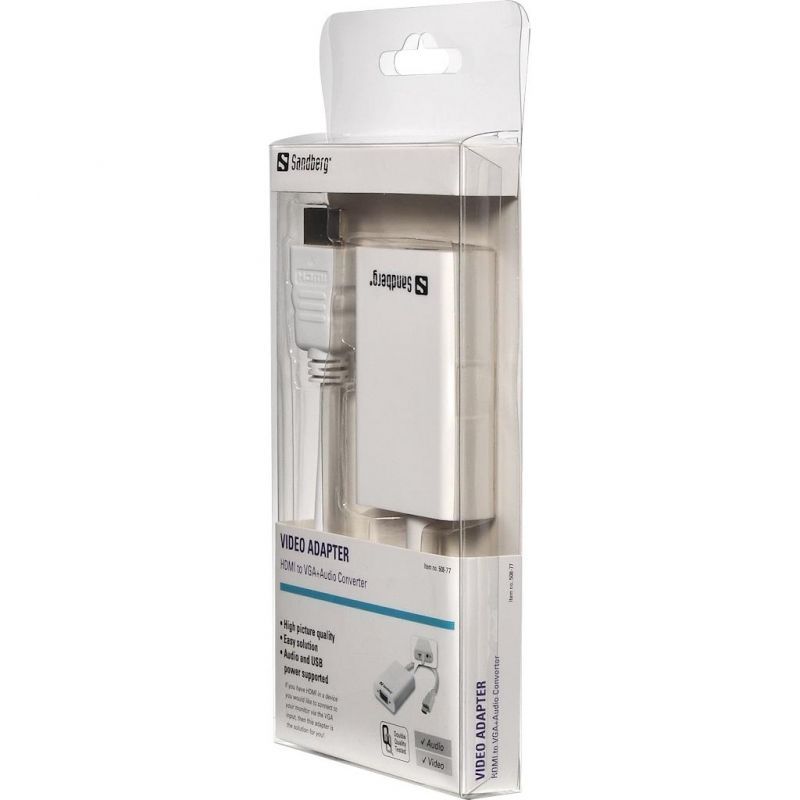 Conversor de vídeo Sandberg HDMI a VGA + Audio