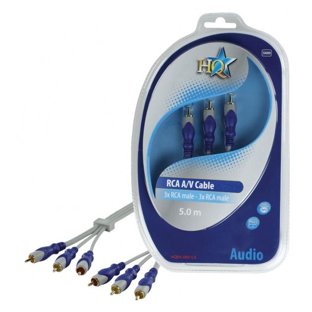 HQ 3x RCA to 3x RCA Component Video Cable, 5m (YPbPr)