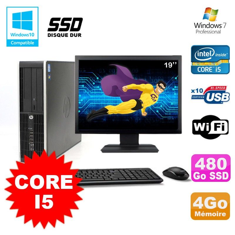 HP Elite 8100 SFF PC - Intel Core i5, 3.2GHz, 4GB RAM, 480GB SSD, DVD Drive, WiFi, Windows 7 Pro