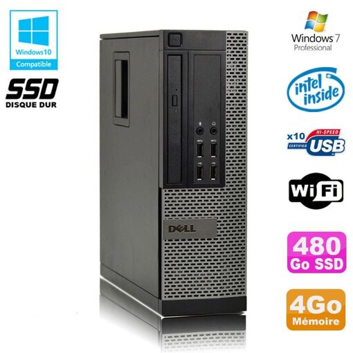 Dell Optiplex 790 SFF PC - Intel G840, 2.8GHz, 4GB DDR3, 480GB SSD, WiFi, Windows 7 Pro