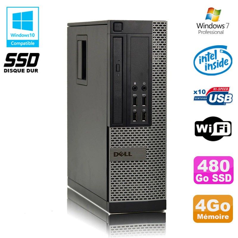 Dell Optiplex 790 SFF PC - Intel G840, 2.8GHz, 4GB DDR3, 480GB SSD, WiFi, Windows 7 Pro