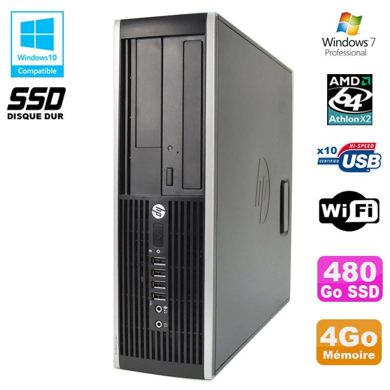 HP Compaq 6005 Pro SFF PC - AMD 3GHz, 4GB DDR3, 480GB SSD, WiFi, Windows 7 Pro