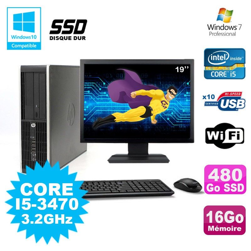 HP Elite 8300 SFF PC - i5-3470, 16GB RAM, 480GB SSD, WiFi