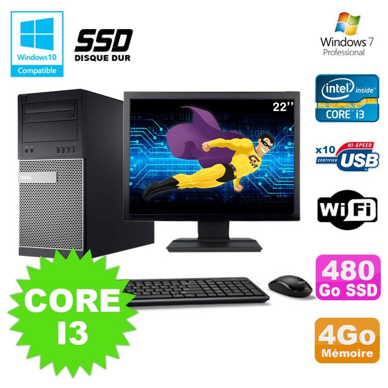 Dell Optiplex 790 Desktop PC - Core i3, 4GB RAM, 480GB SSD, Windows 7