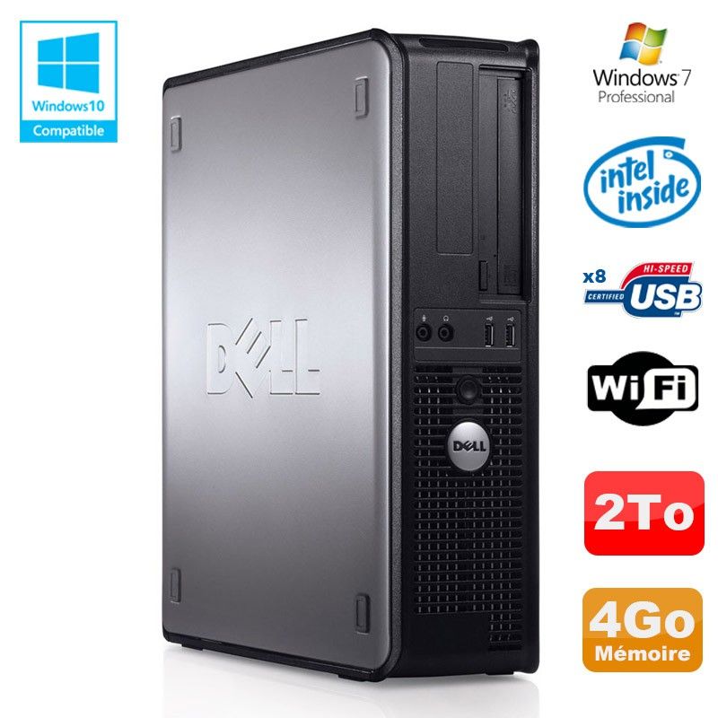 Computadora de escritorio Dell Optiplex 780 DT - Intel E7500, 4 GB de RAM, 2 TB de disco duro, WiFi, Windows 7 Profesional