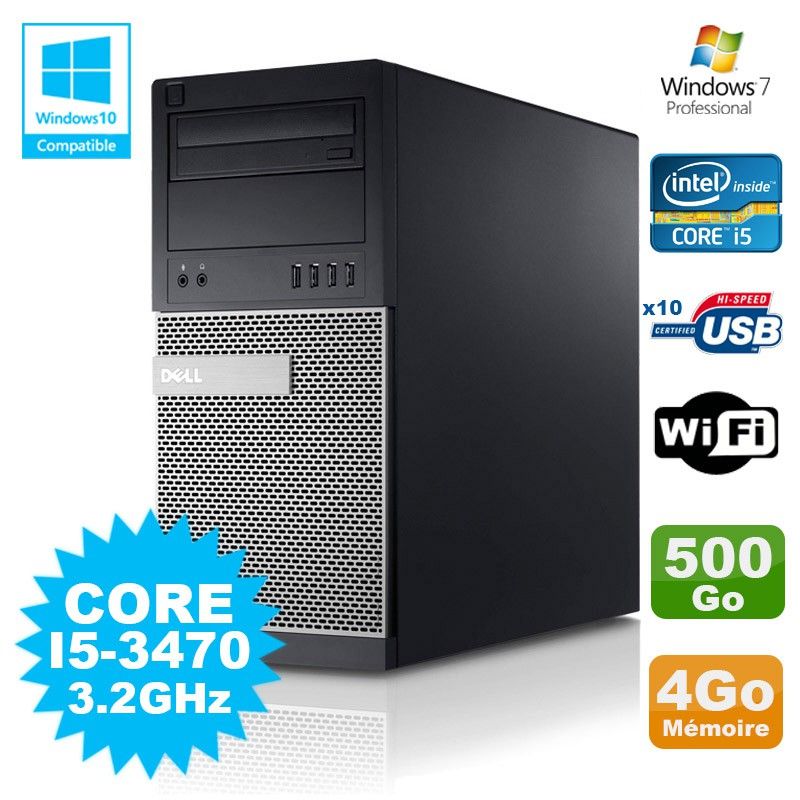 Dell Optiplex 790 Desktop PC - Intel i5-3470, 4GB RAM, 500GB HDD, DVD, WiFi, Windows 7