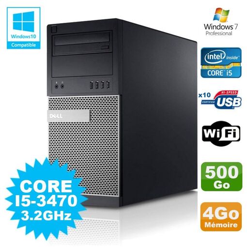 PC de escritorio Dell Optiplex 790 - Procesador Intel i5-3470, 4GB de RAM, 500GB HDD, DVD, WiFi, Windows 7