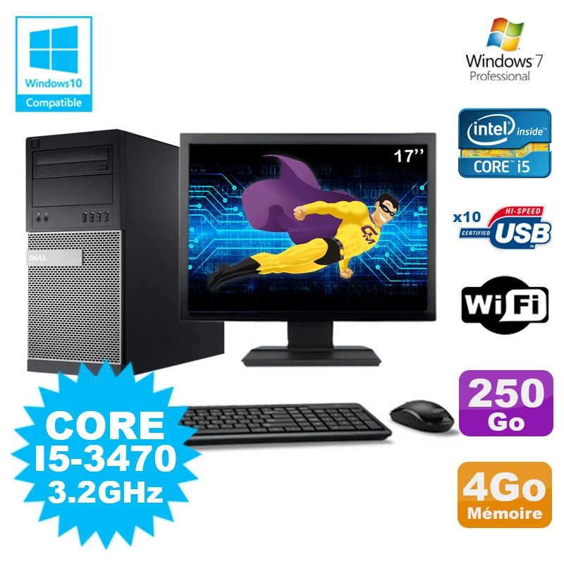 Dell Optiplex 790 Desktop PC - Intel Core i5-3470, 4GB RAM, 250GB HDD, DVD Drive, WiFi, Windows 7 Pro