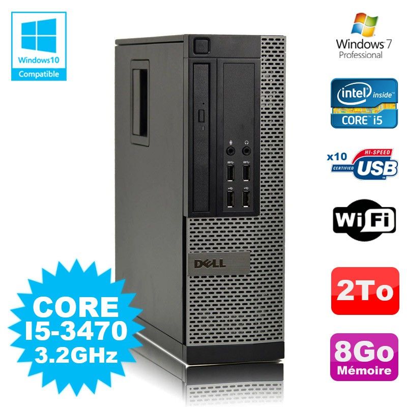 Dell Optiplex 790 SFF Core i5-3470 3.2GHz 8GB 2TB WiFi Windows 7 Pro
