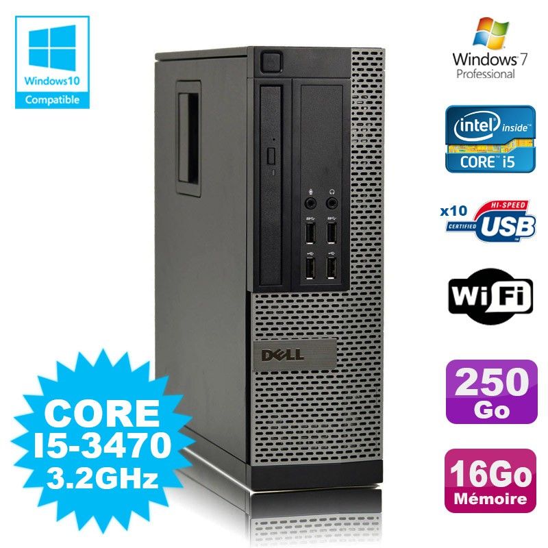 Dell Optiplex 790 SFF Computer - Core i5, 16GB RAM, 250GB HDD, WiFi, Windows 7 Pro