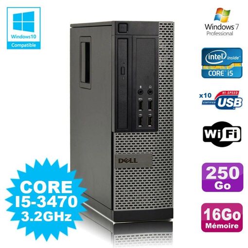 Computadora Dell Optiplex 790 SFF - Procesador Core i5, 16GB de RAM, 250GB HDD, WiFi, Windows 7 Pro