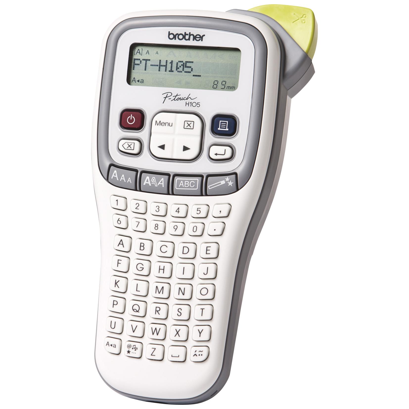 Brother P-Touch PT-H105 Label Maker - Monochrome - Thermal Transfer - 1.2cm Roll - 180dpi - Up to 20mm/sec - Cutting Tool - 2-Line Printing