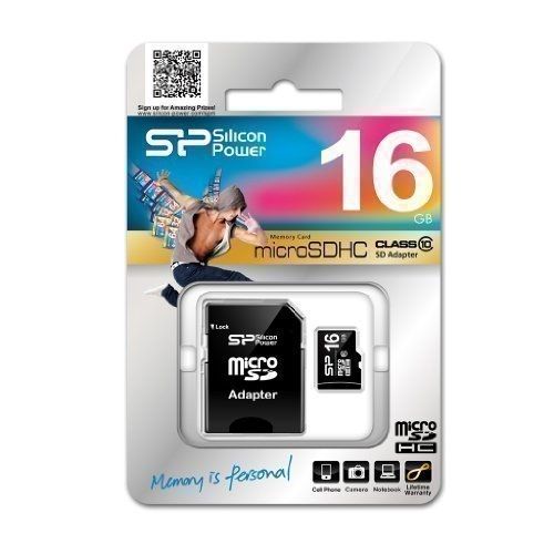 Silicon Power 16GB MicroSDHC Card (with Adapter)