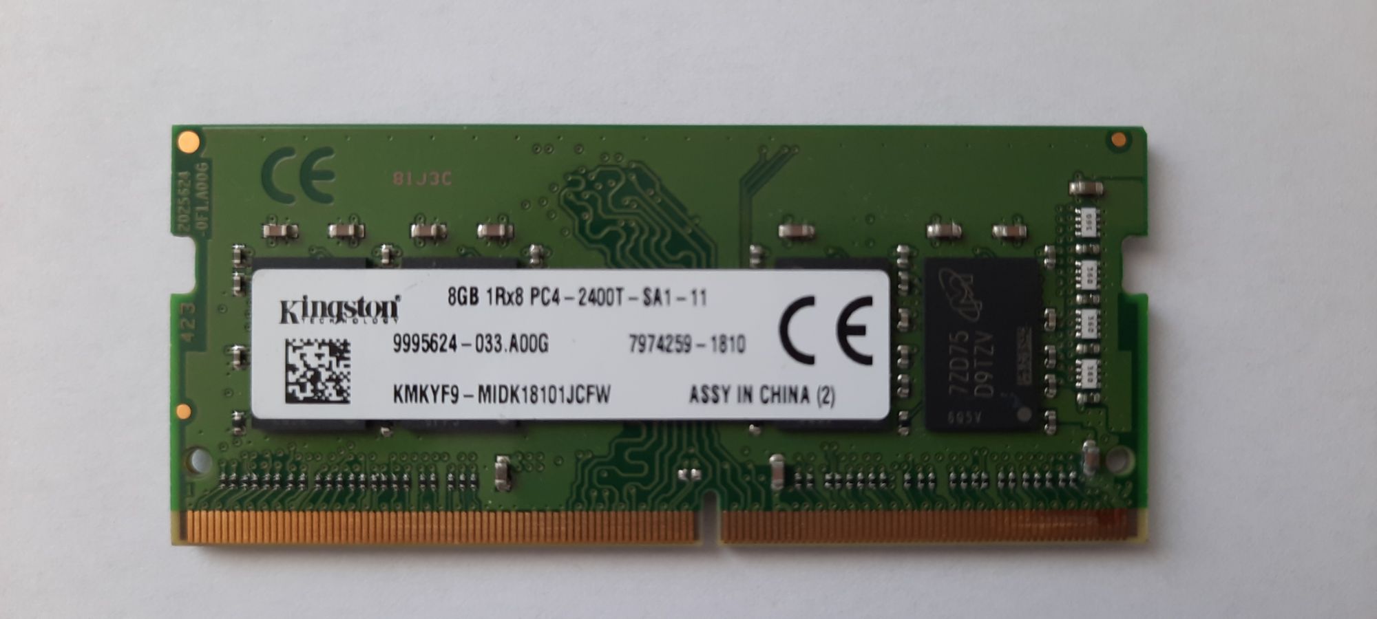 Kingston 8GB DDR4 SO-DIMM 260-pin 2400MHz (PC4-19200) Unbuffered Non-ECC Memory Module