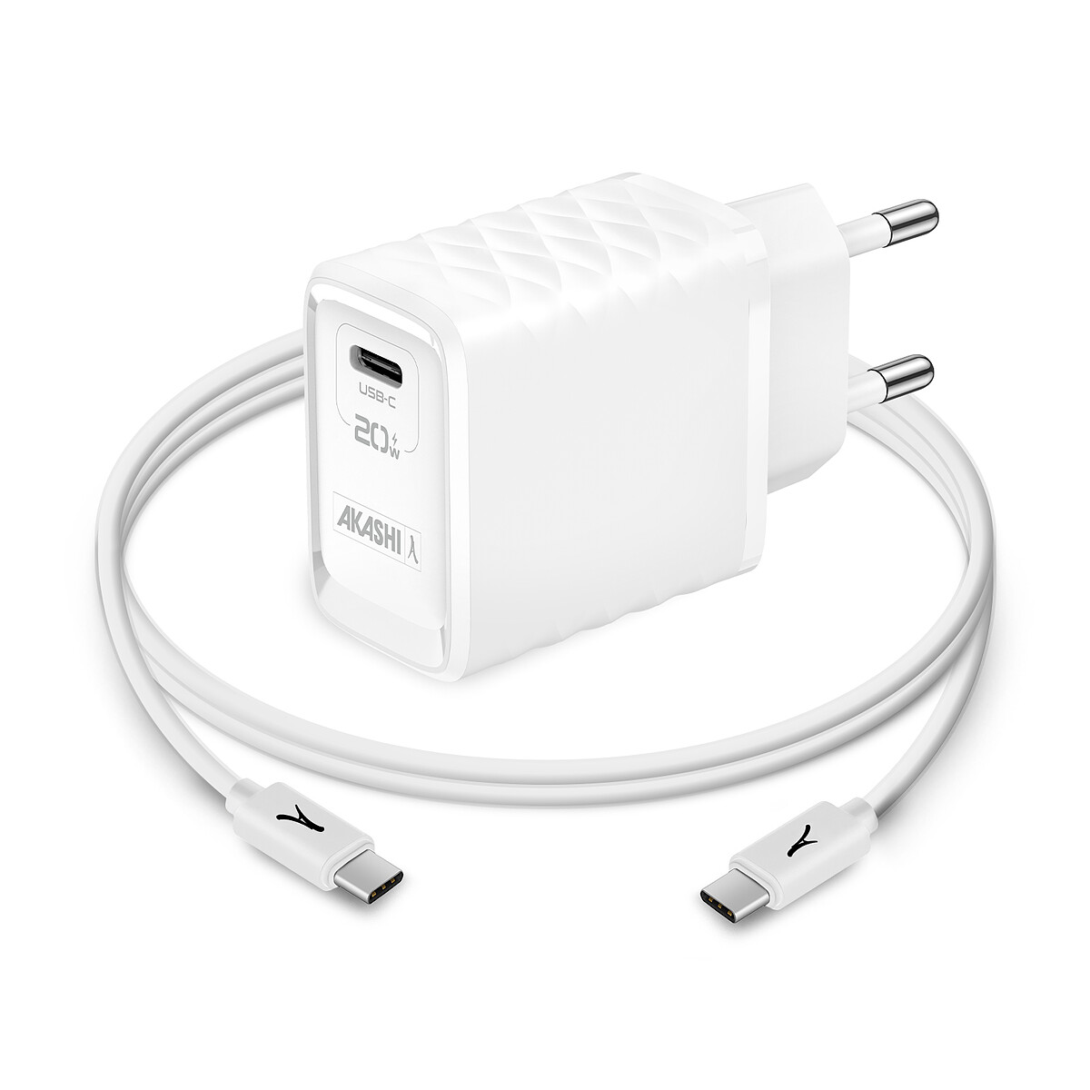 Akashi Pack Chargeur Secteur GaN 20W USB-C + Cable USB-C 1M