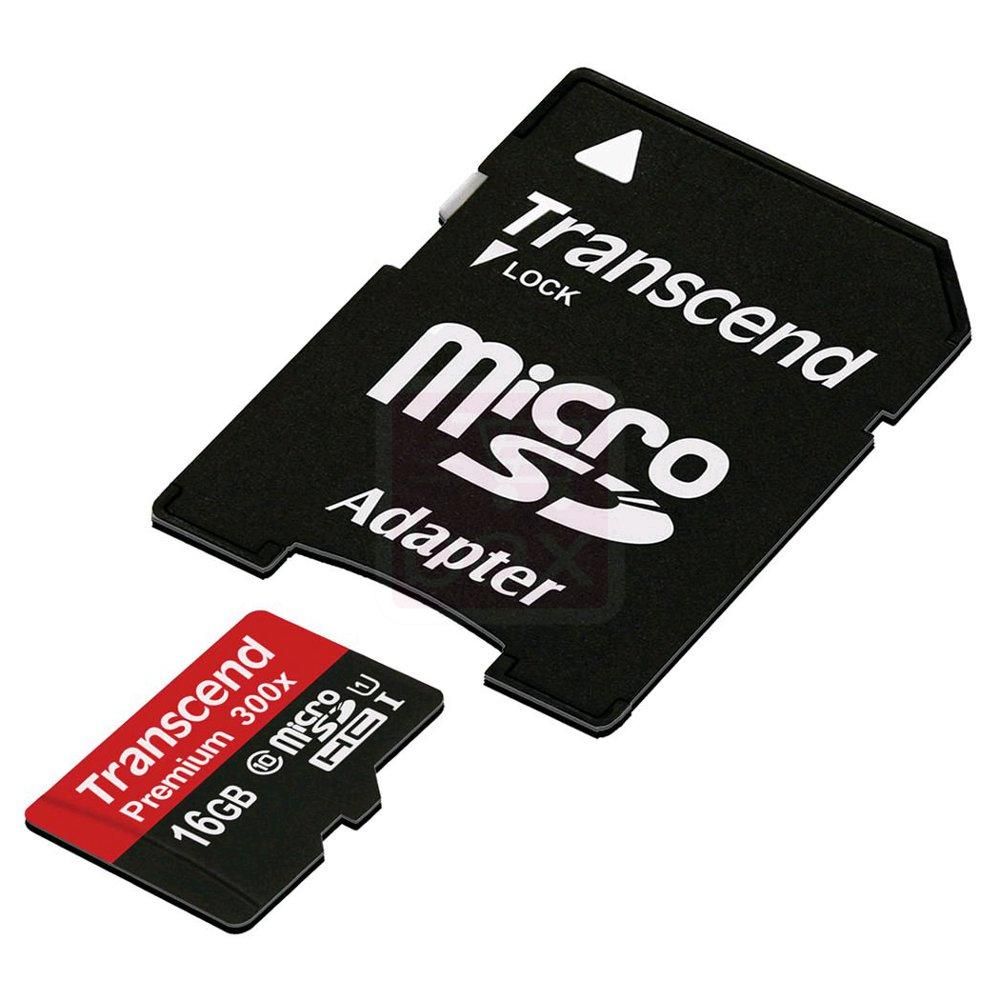 Tarjeta de memoria Transcend Premium 16GB microSDHC (UHS-I U1/Clase 10 con adaptador)